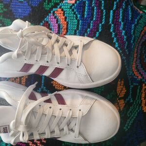 Adidas White and Burgundy Sneakers